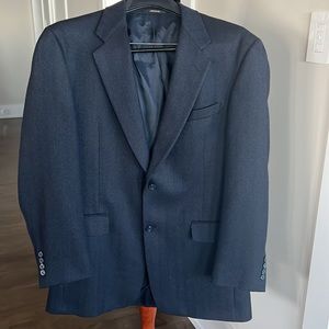 HART SCHAFFNER & MARX Wool Blue on Blue Herringbone Blazer 40R